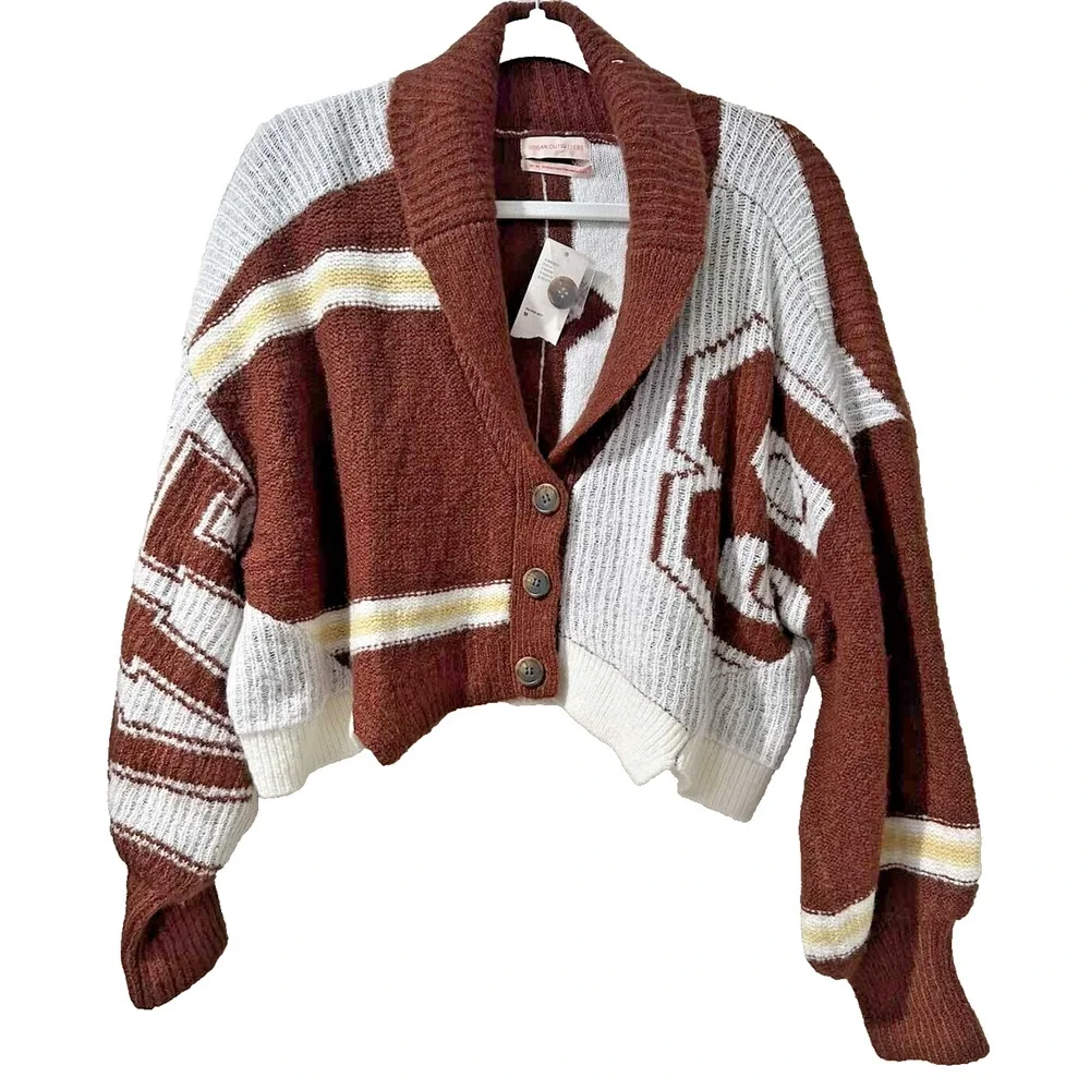 Urban Outfitters Cropped Cardigan Sweater oversized Y2K Multicolor Sz M A001352